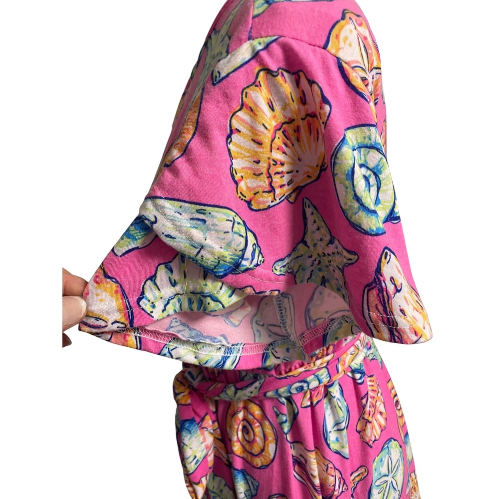 Simply Southern Pink Seashell Short Sleeve Midi Dress Women's Large - Picture 9 of 10